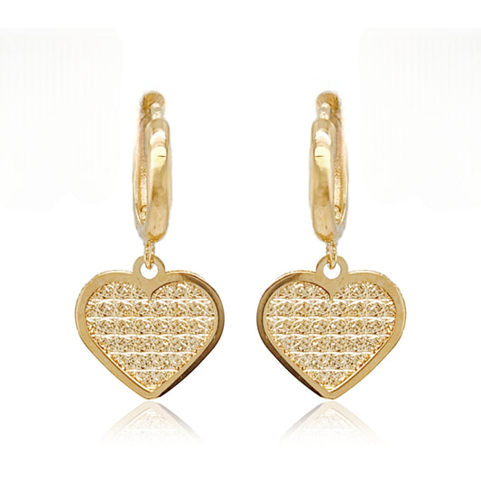 14k Gold Diamond Cut Heart Earring