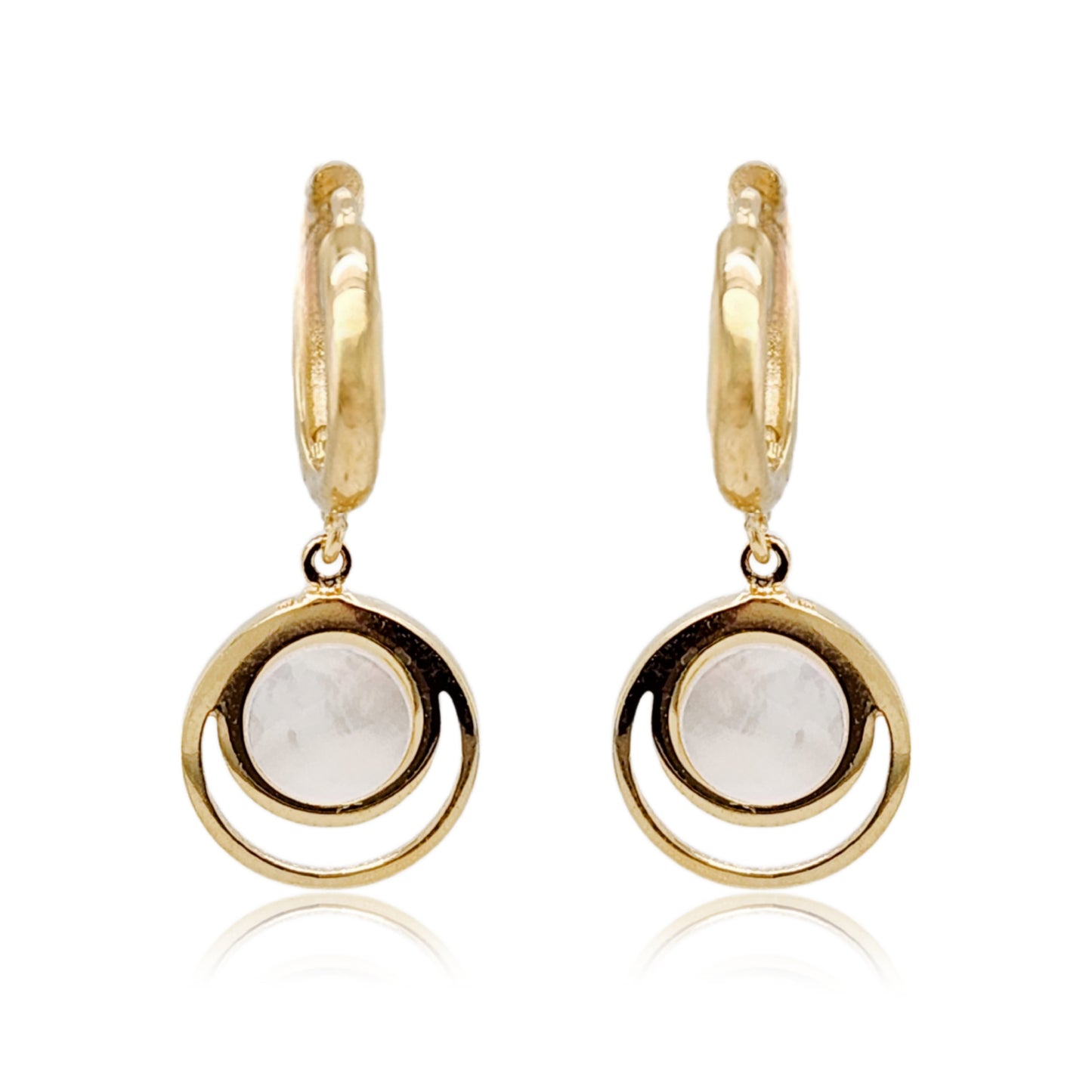 14k Gold Mother of Pearl Circles Earring