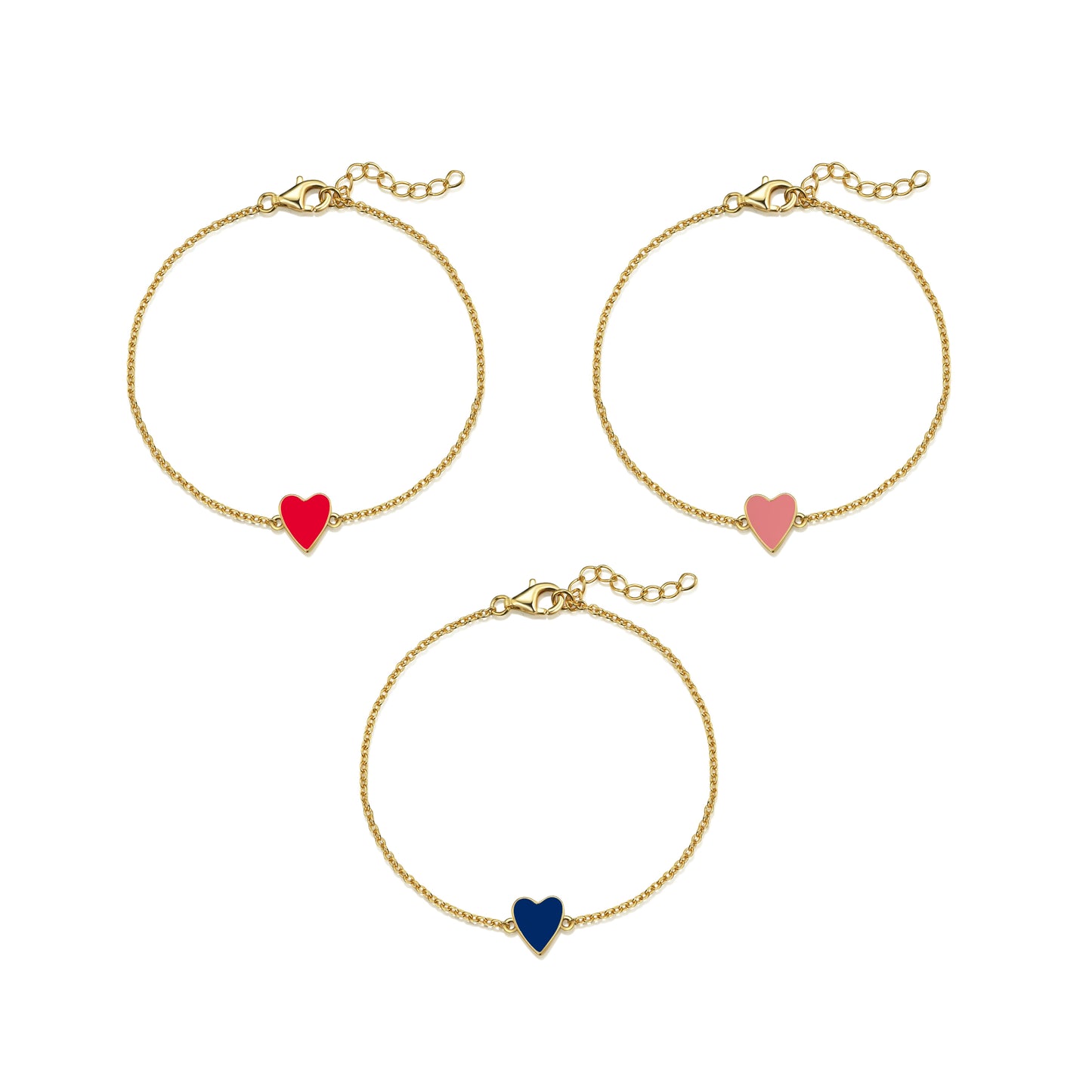 Gold Plated Sterling Silver Enamel Single Heart Bracelet