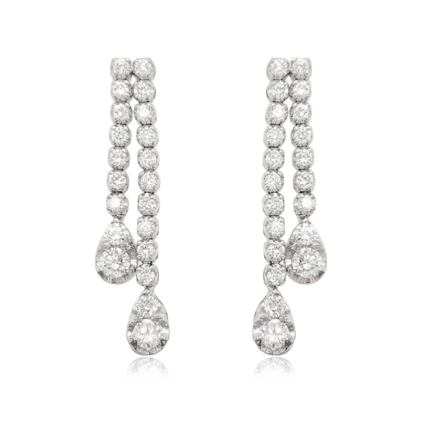 14K Double Strand Lab Grown Diamond Tennis Teardrop Earrings