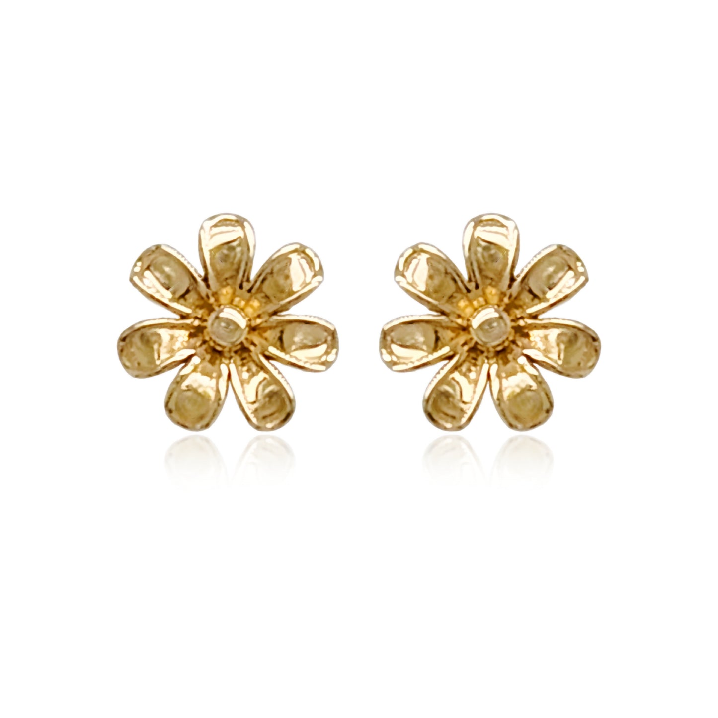 14k Gold Flower Stud Earrings