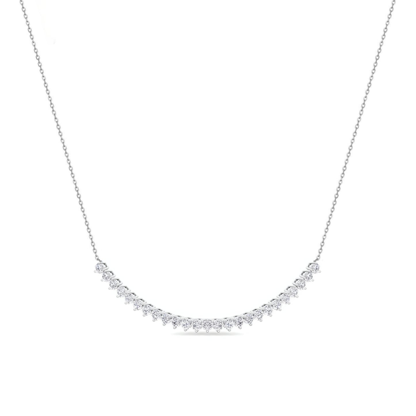 14K 25 Stone Lab Grown Diamond Tennis Bar Necklace