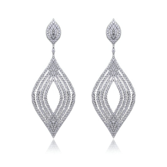 Sterling Silver Marquis CZ Micropave Earrings