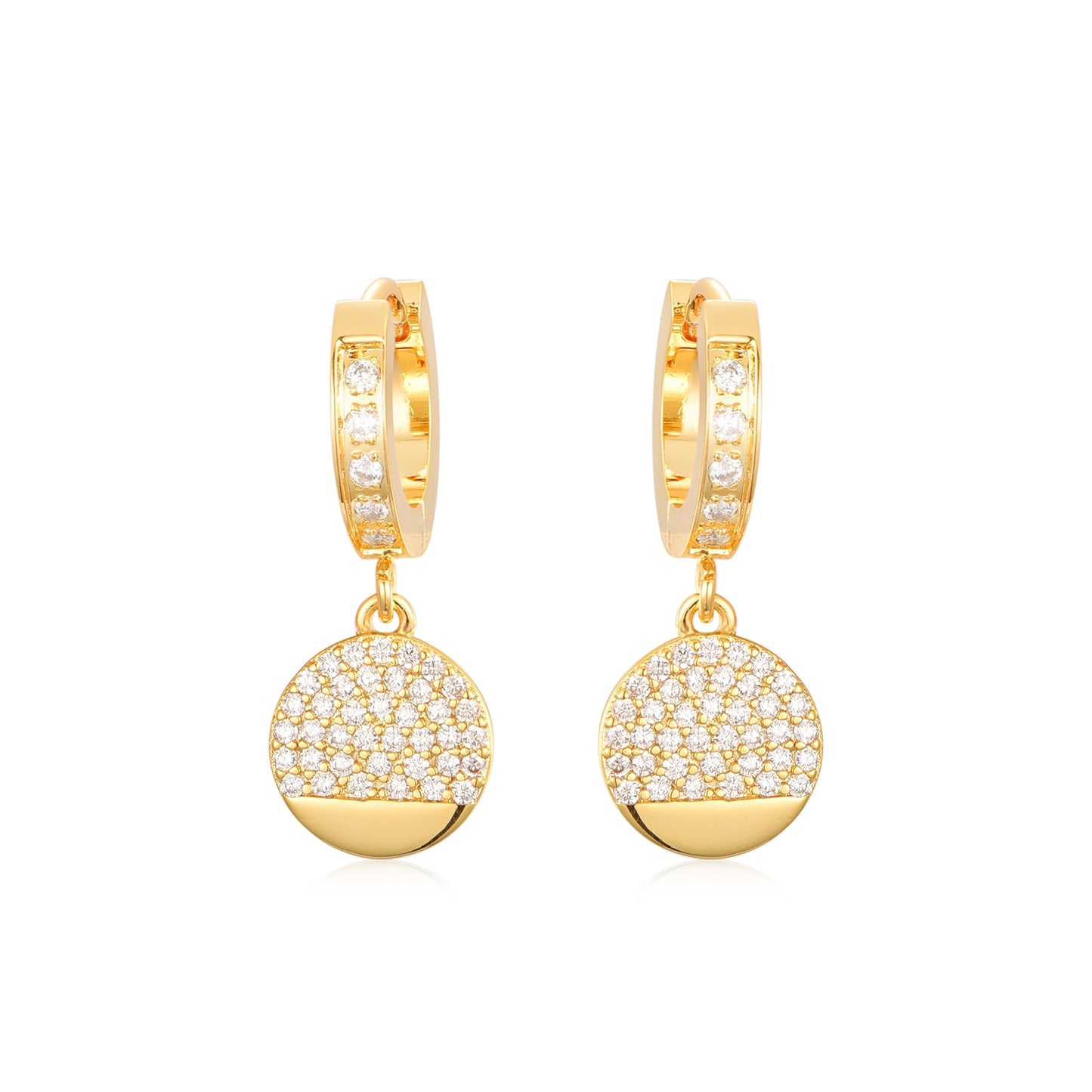 Gold Plated Surgical Steel ¾ CZ Circle Earrings