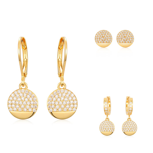 Gold Plated Surgical Steel ¾ CZ Circle Earrings