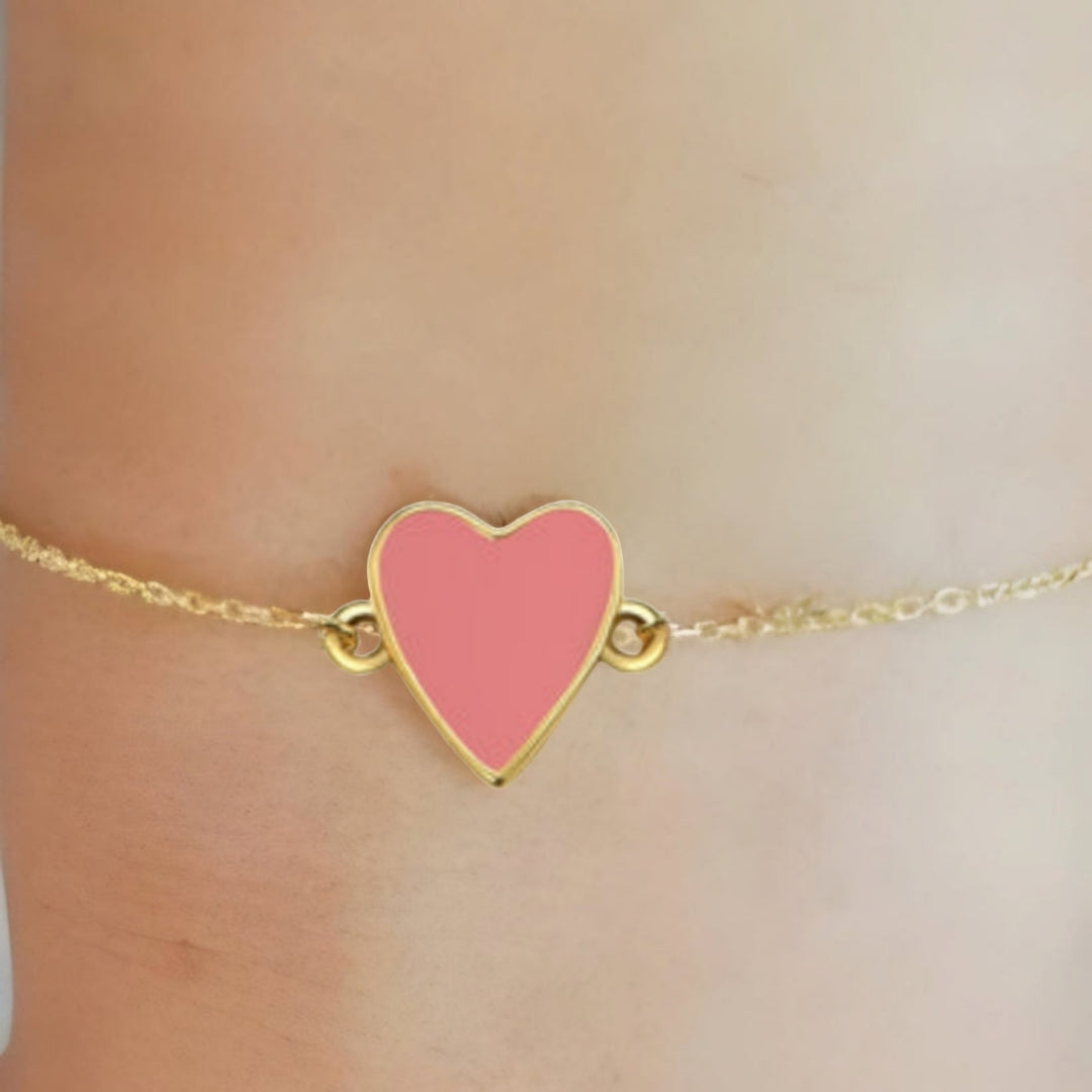 Gold Plated Sterling Silver Enamel Single Heart Bracelet