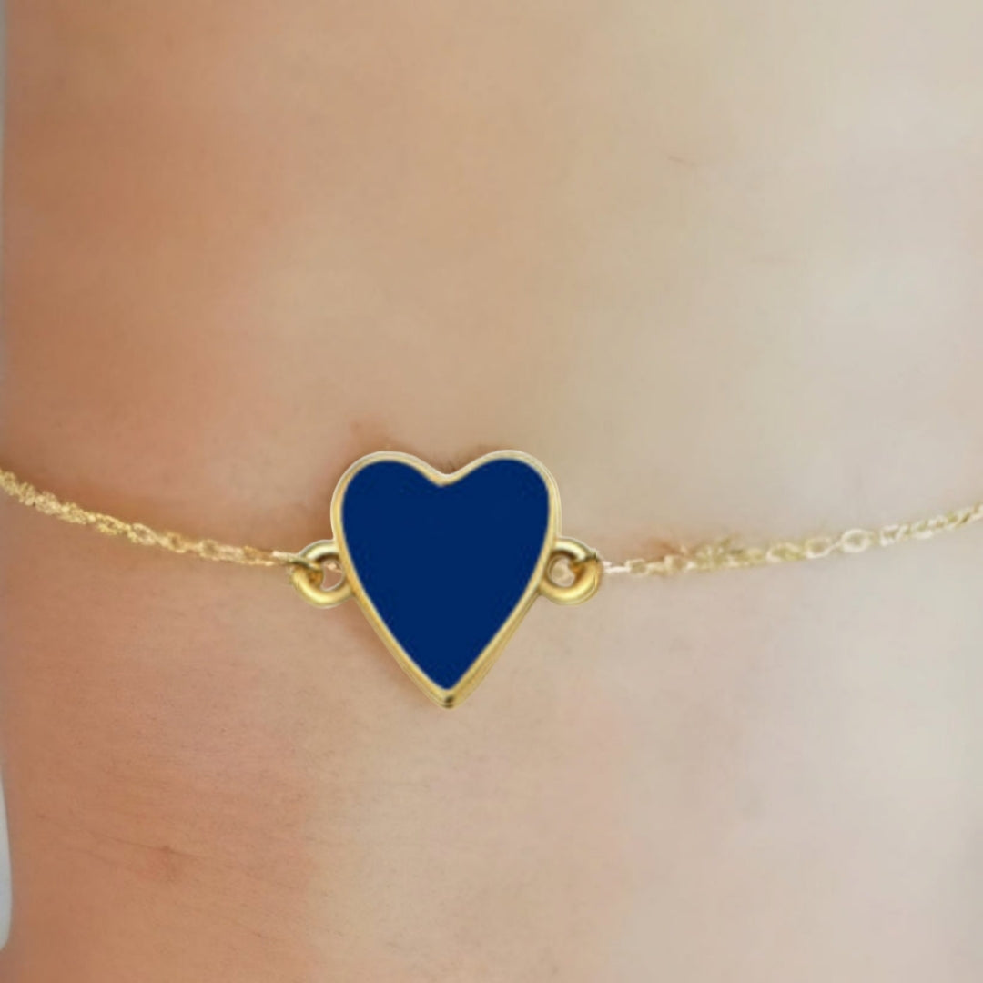 Gold Plated Sterling Silver Enamel Single Heart Bracelet