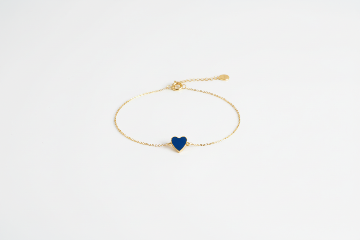 Gold Plated Sterling Silver Enamel Single Heart Bracelet