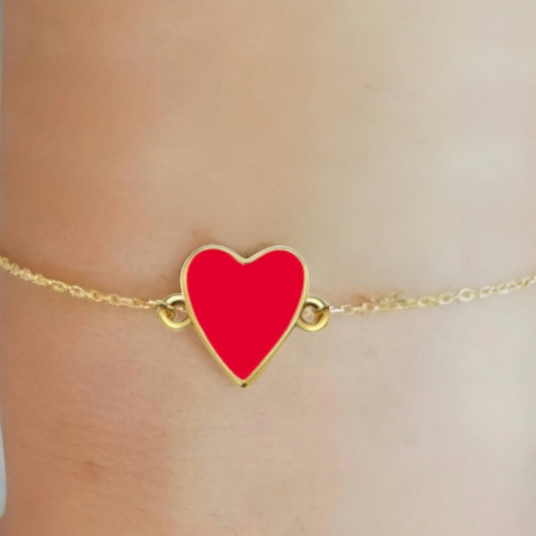 Gold Plated Sterling Silver Enamel Single Heart Bracelet