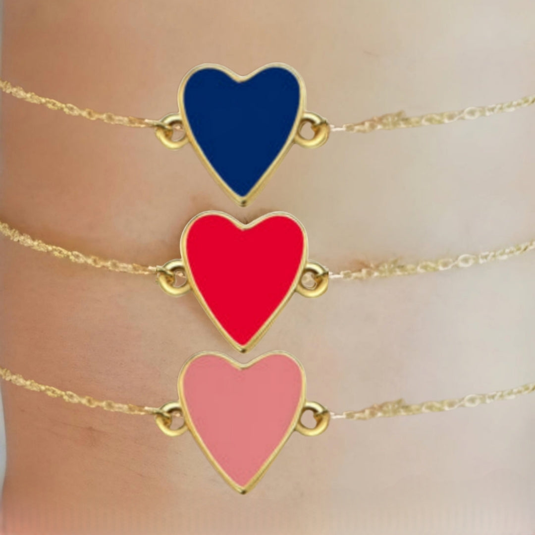 Gold Plated Sterling Silver Enamel Single Heart Bracelet