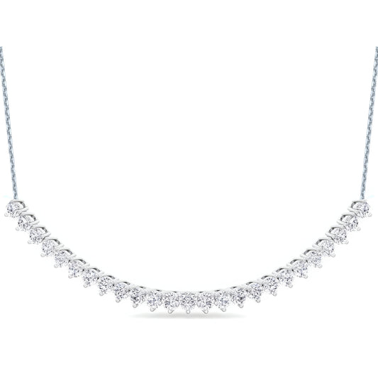 14K 25 Stone Lab Grown Diamond Tennis Bar Necklace