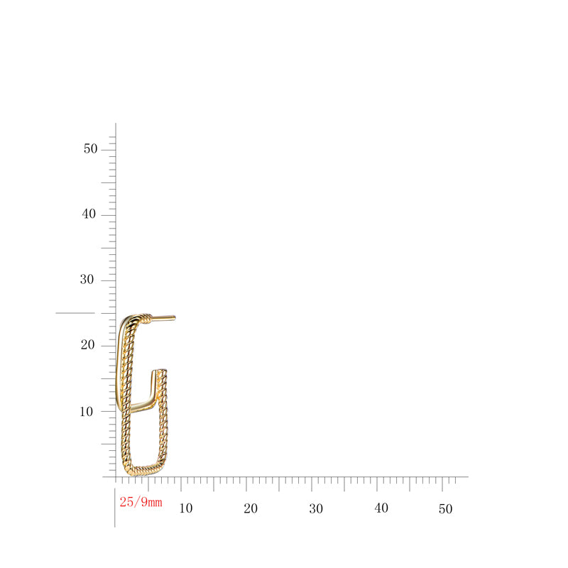 Gold Plated Sterling Silver Double Rectangular "Hoop" Earrings