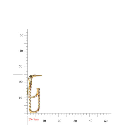 Gold Plated Sterling Silver Double Rectangular "Hoop" Earrings