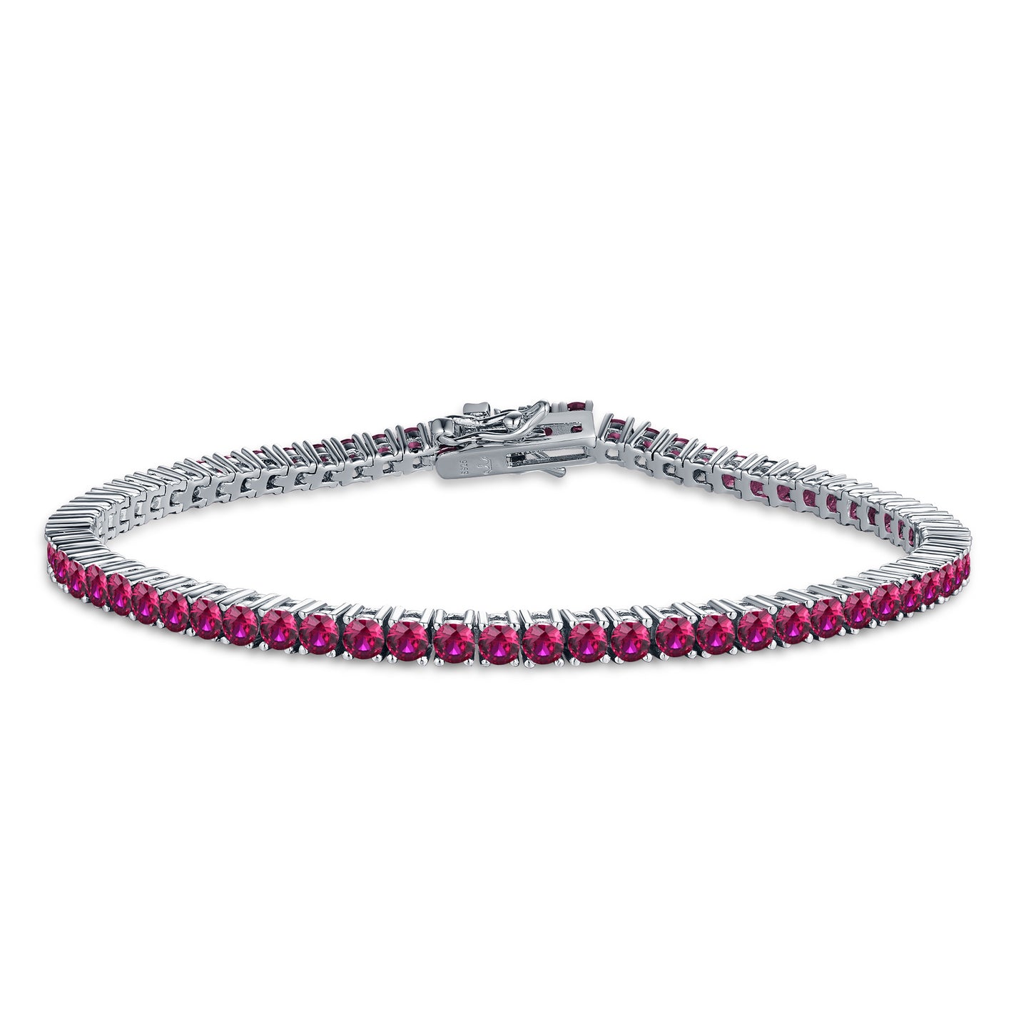 Sterling Silver Ruby, Emerald, Sapphire, Violet, or Black Colored CZ Tennis Bracelets