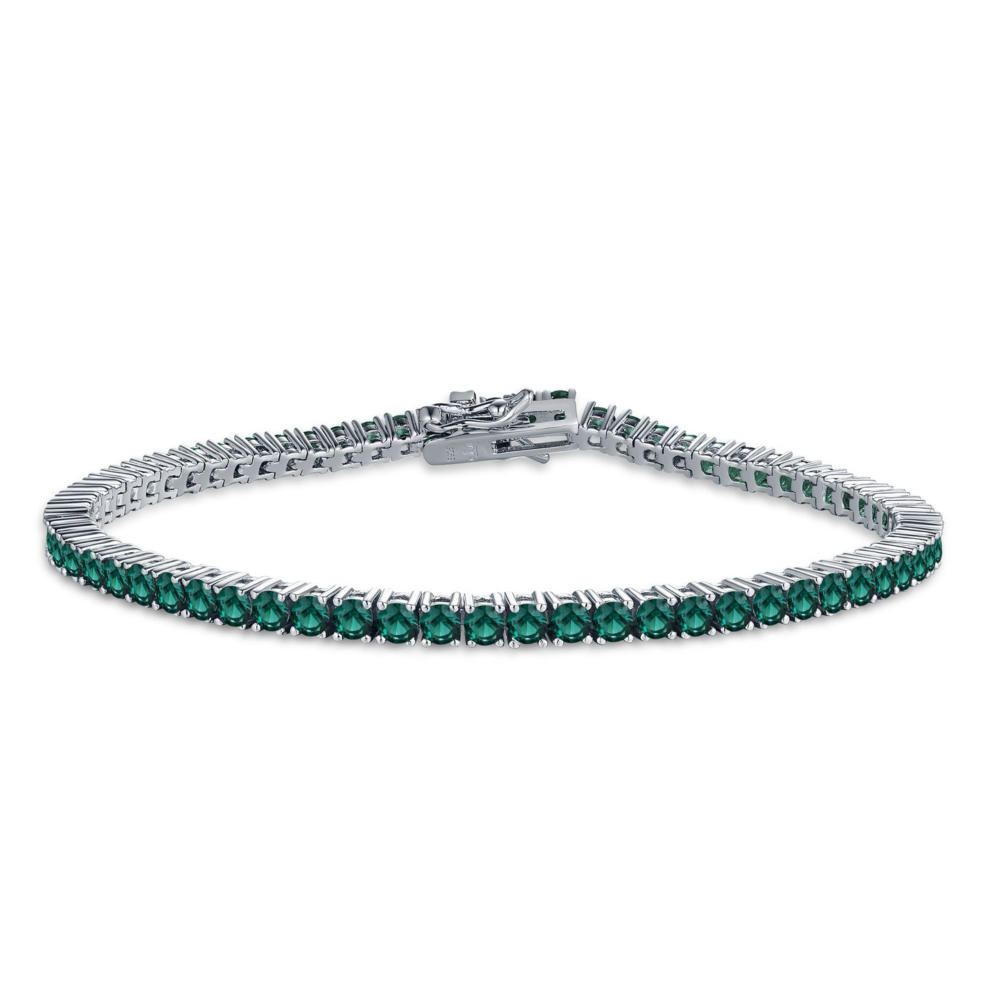 Sterling Silver Ruby, Emerald, Sapphire, Violet, or Black Colored CZ Tennis Bracelets