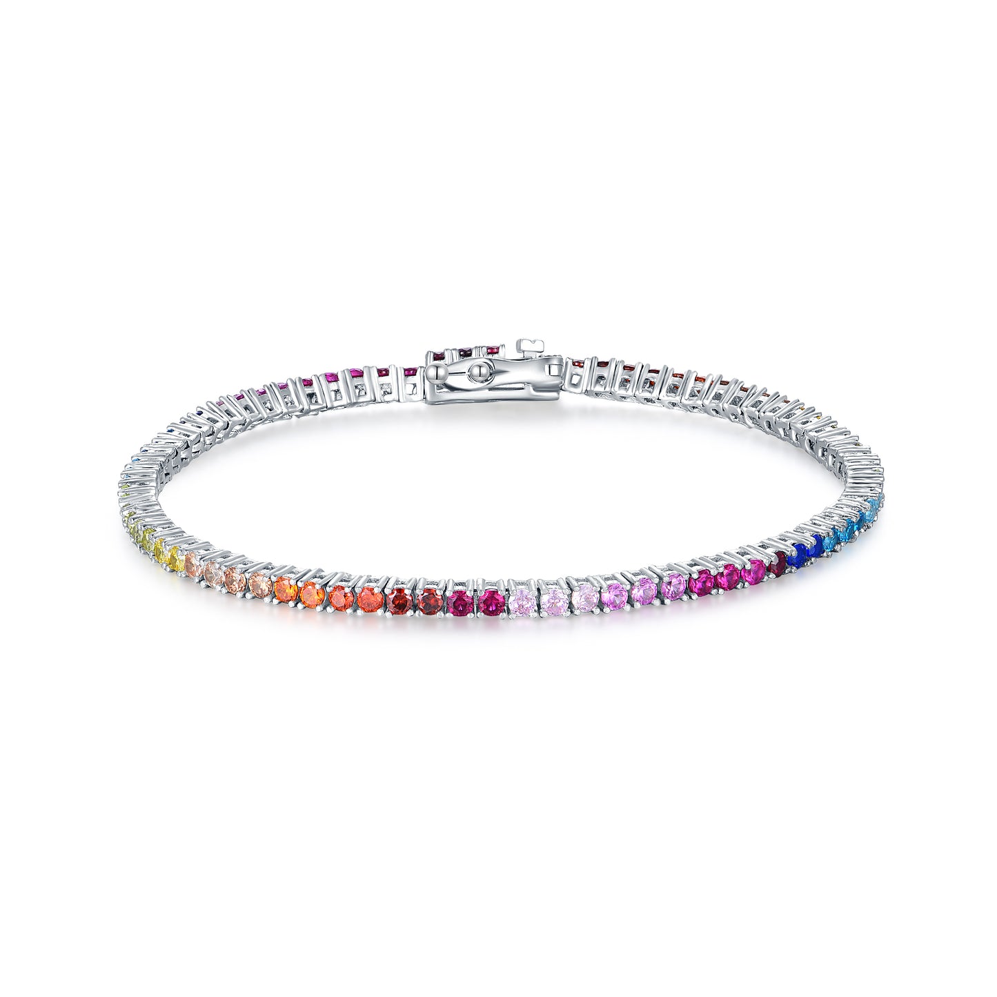 Sterling Silver Multicolor Tennis Bracelet