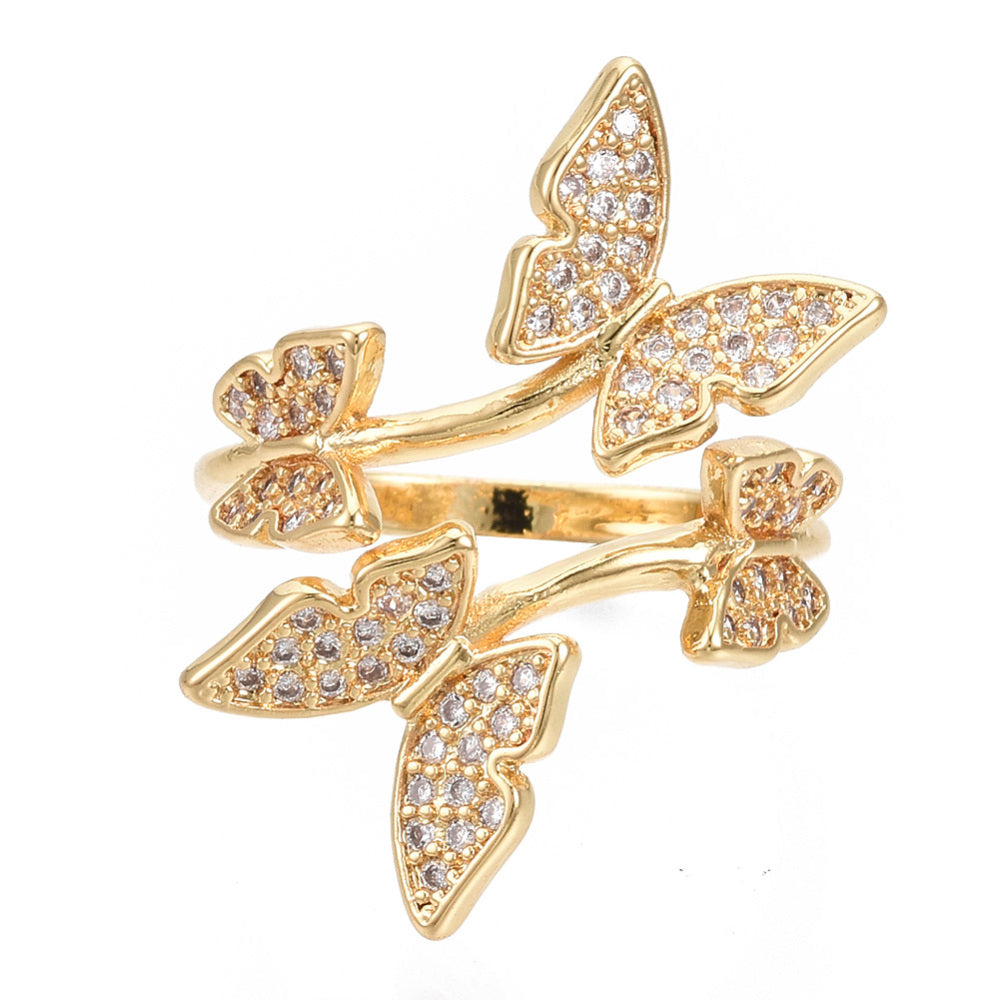 Gold Plated Butterflies and CZ Ring
