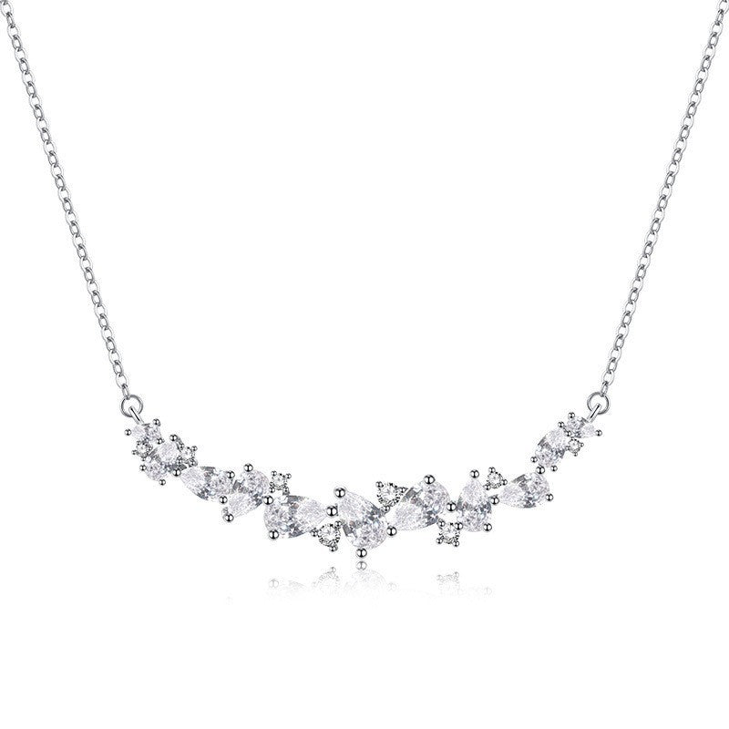 Sterling Silver Fancy CZ Bar Necklace