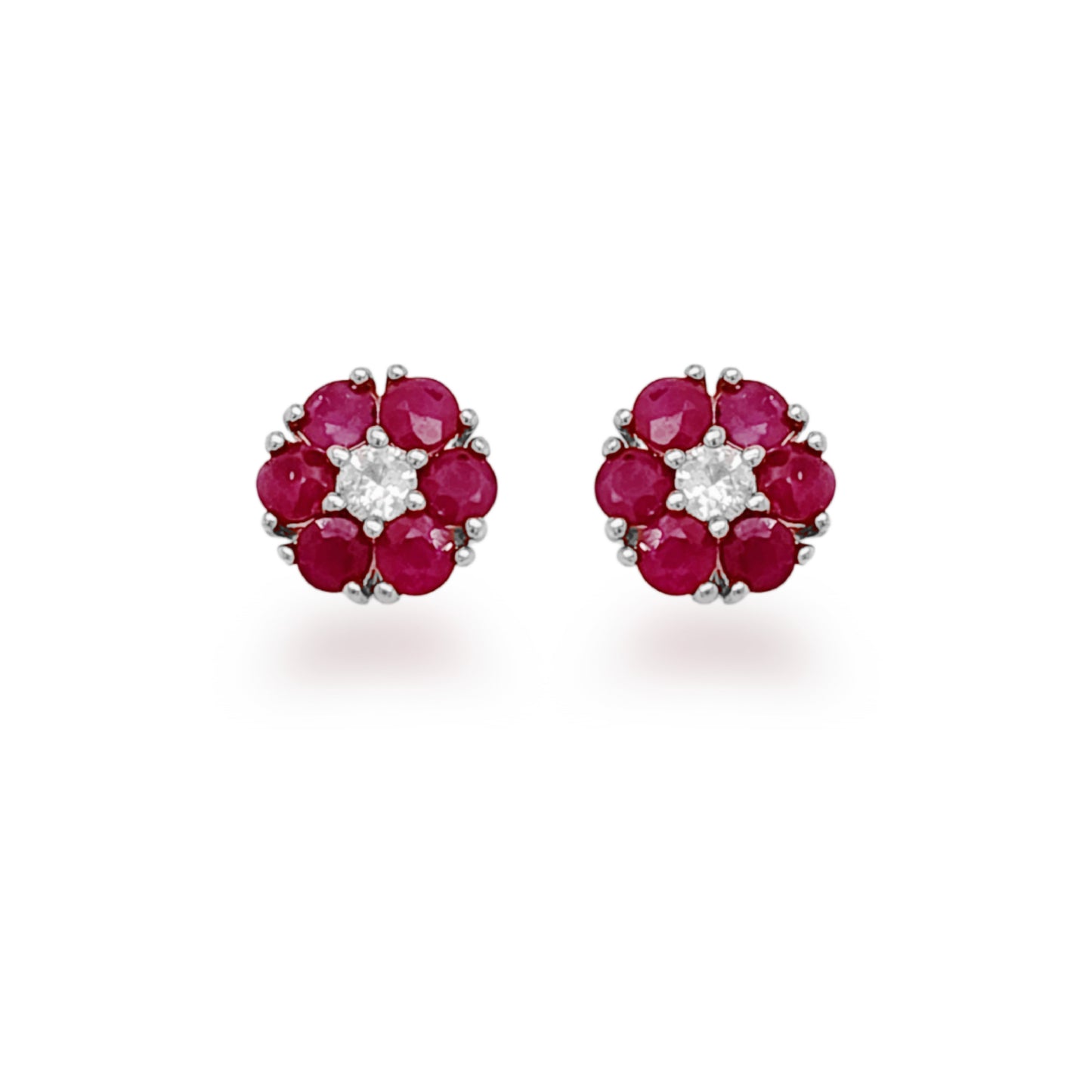 10K Ruby and White Sapphire Stud Earrings
