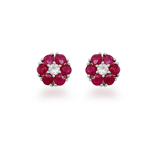 10K Ruby and White Sapphire Stud Earrings