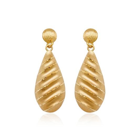 14K Brushed Gold Teardrop Earrings