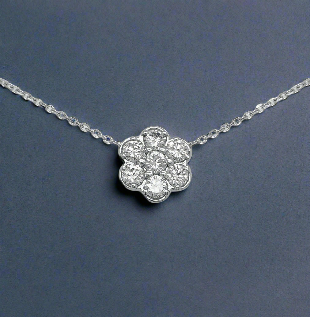 Lab Grown Diamond Flower Cluster Necklace