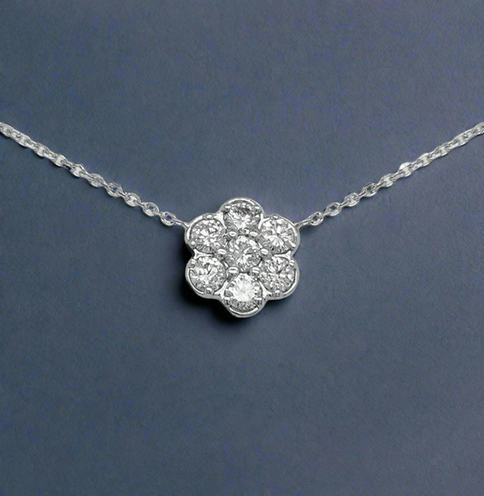 Lab Grown Diamond Flower Cluster Necklace