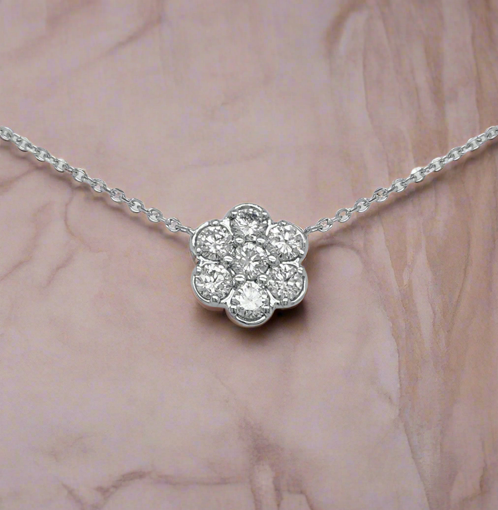 Lab Grown Diamond Flower Cluster Necklace