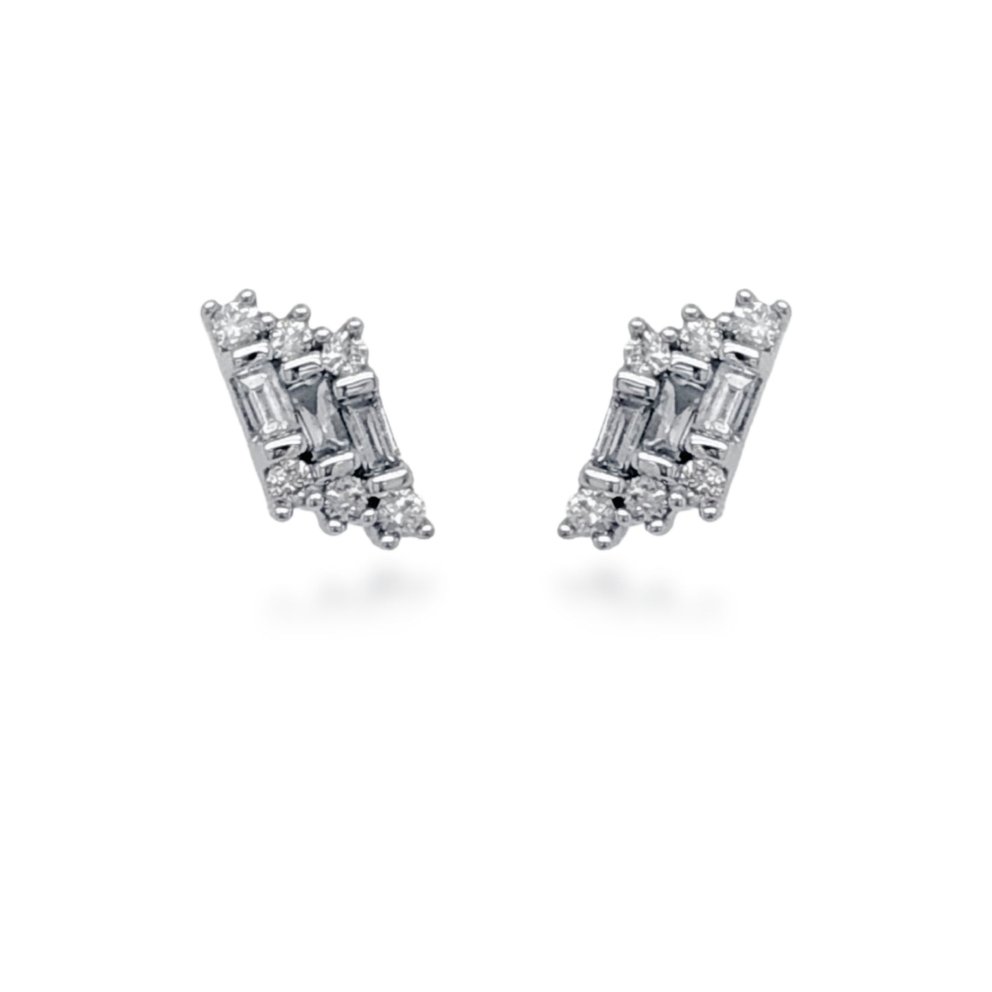 10K Gold Diamond Baguette Stud Earrings