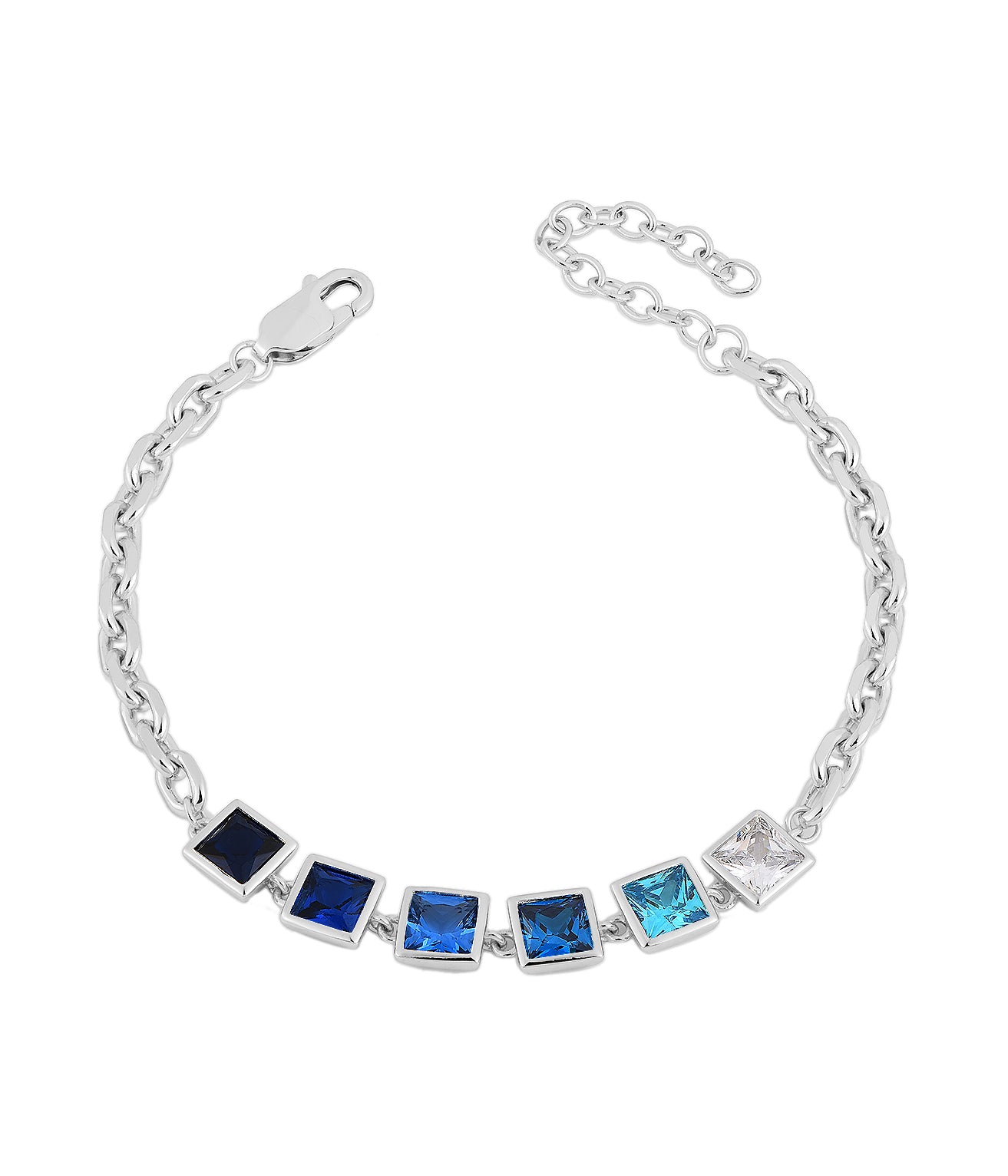 Sterling Silver Gold Plated Colored Stone Squares Bracelet