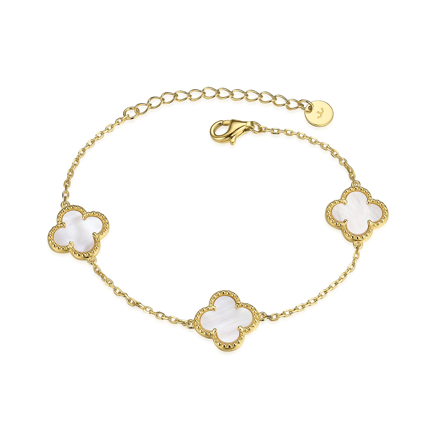 Sterling Silver Mother of Pearl Clover Bracelet