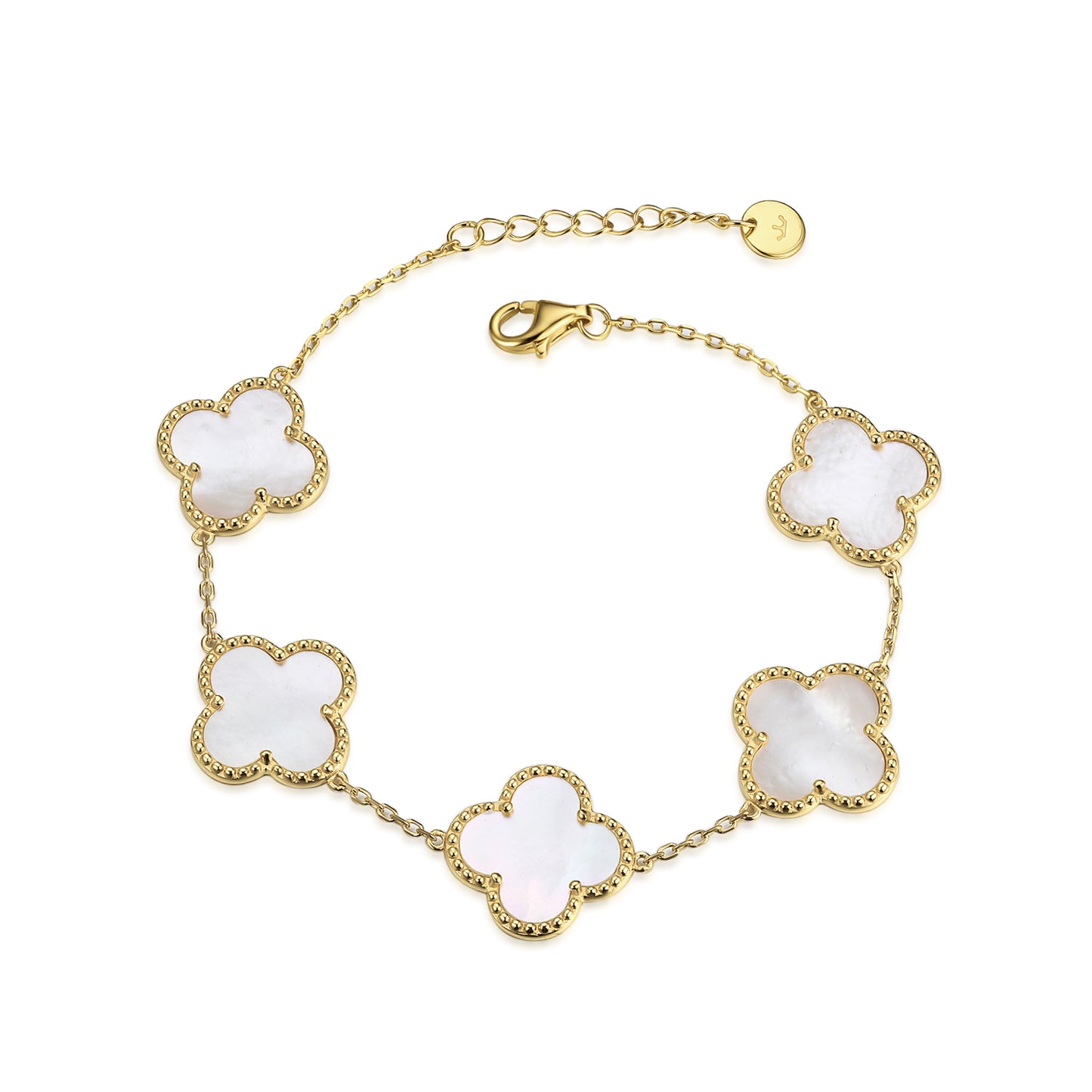 Sterling Silver Mother of Pearl Clover Bracelet