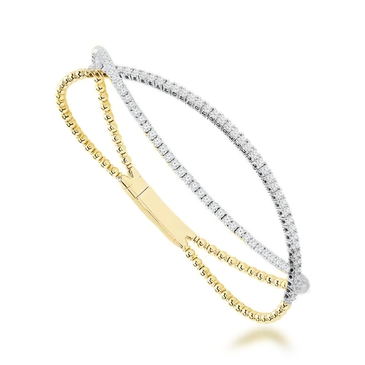 Sterling Silver Gold Plated Crossover CZ Bangle
