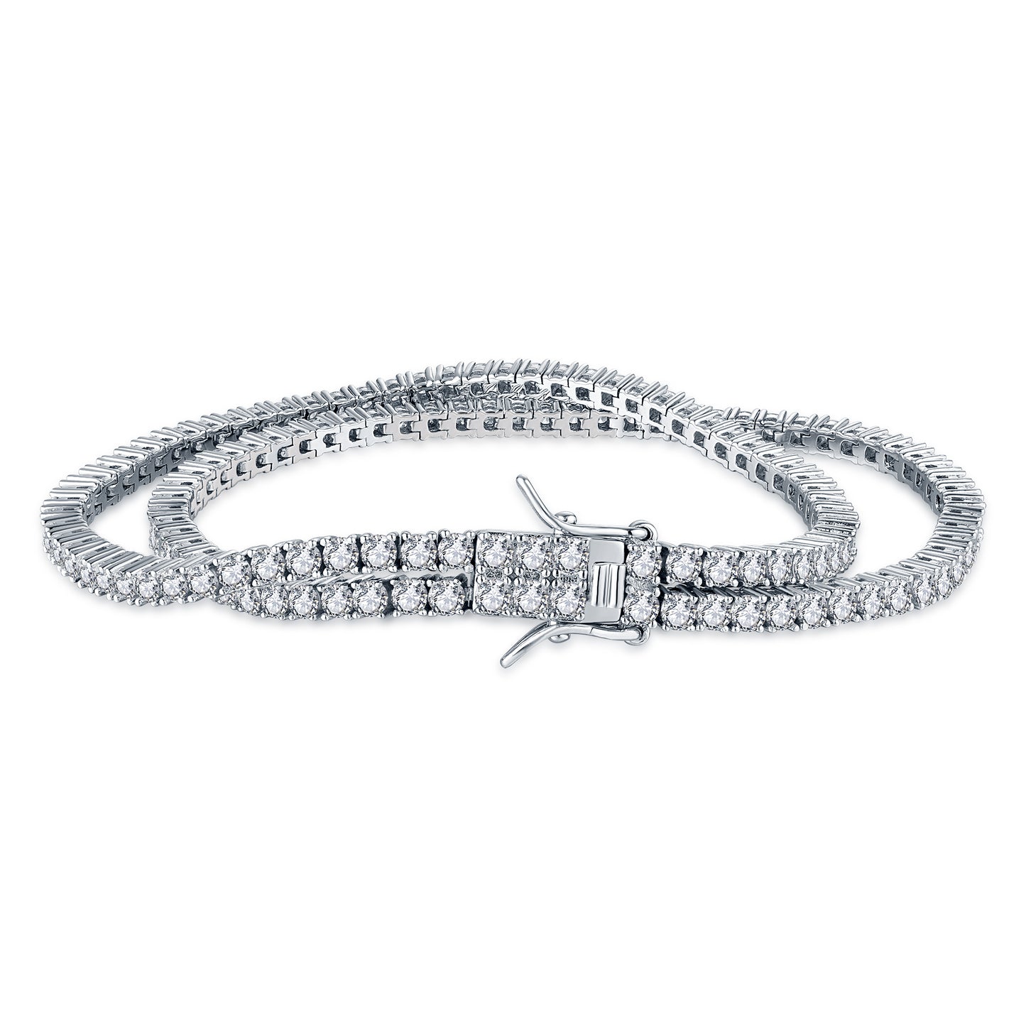 Sterling Silver Clear CZ Double Tennis Bracelet