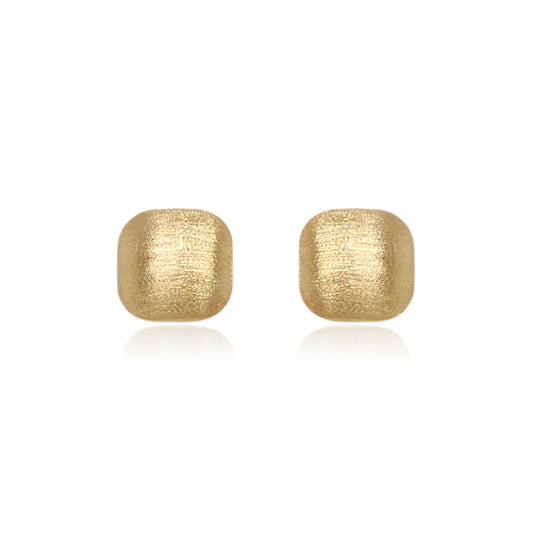 14k Brushed Gold Stud Earrings