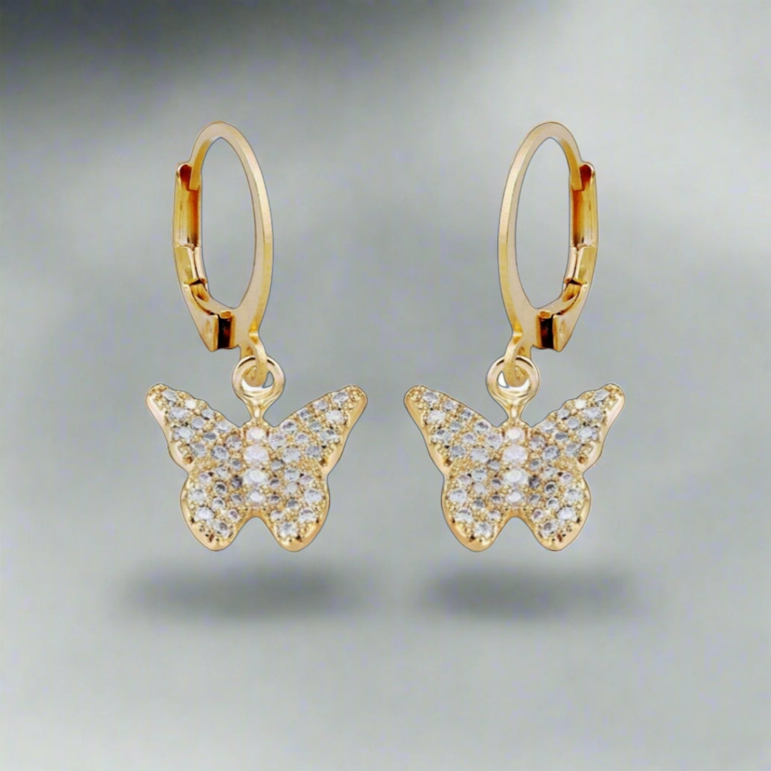 Surgical Steel CZ Micropave Butterfly Earrings