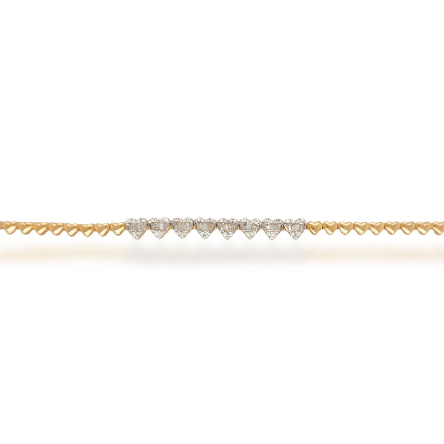 14K Gold Center Diamond Hearts Bracelet