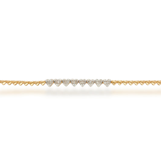 14K Gold Center Diamond Hearts Bracelet