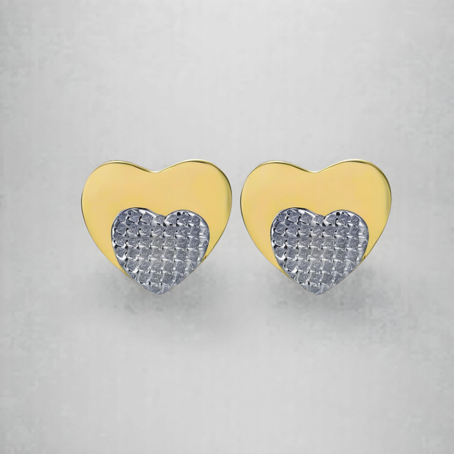 Gold Plated Surgical Steel Small Heart on Heart Stud Earrings