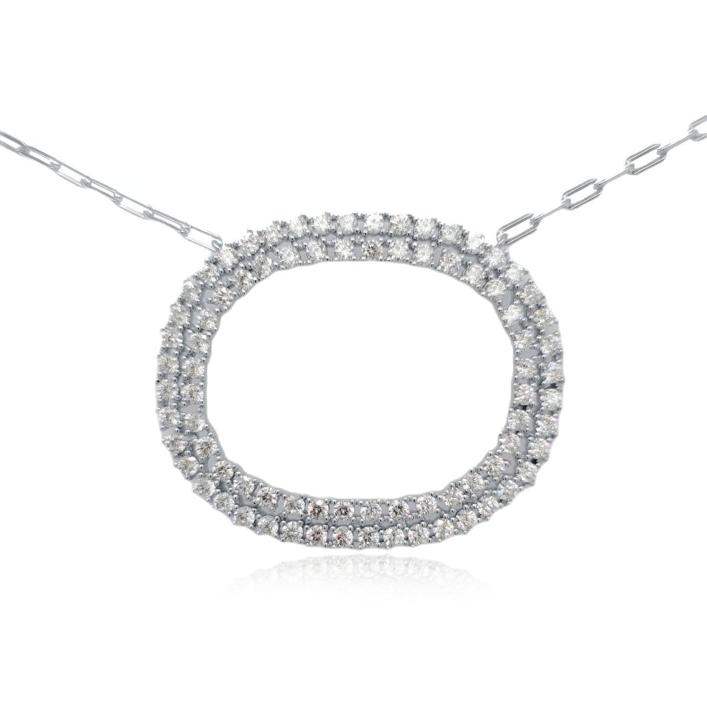 Sterling Silver CZ Open Oval Necklace