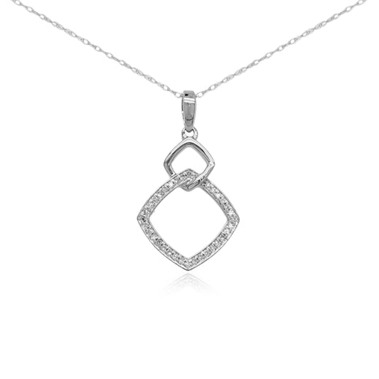 10K Gold Interlocking Diamond Shape Pendant Necklace