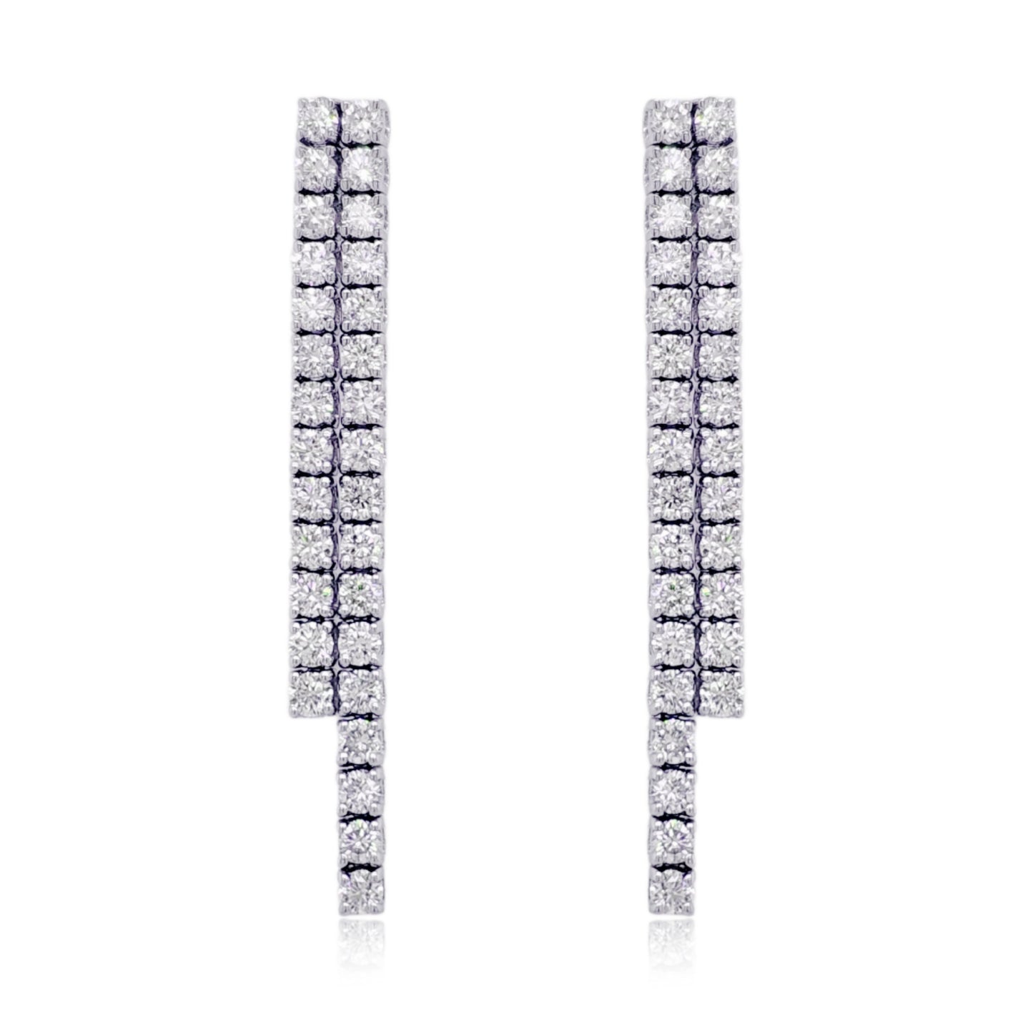 14K Double Strand Lab Grown Diamond Tennis Earrings
