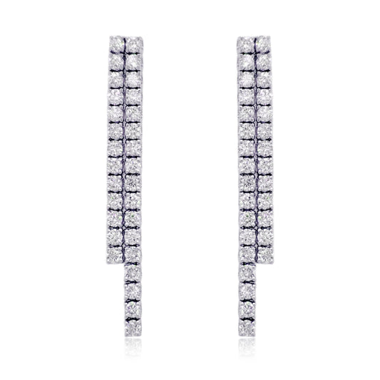 14K Double Strand Lab Grown Diamond Tennis Earrings