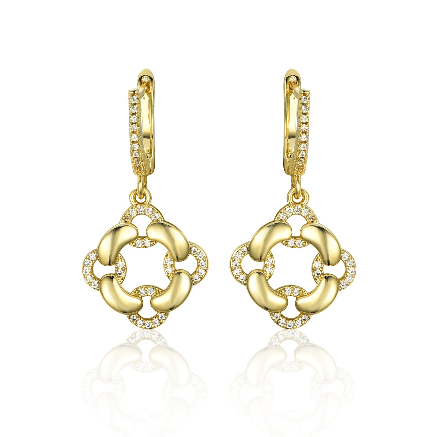 Sterling Silver Interlocking Circles With CZ Earrings