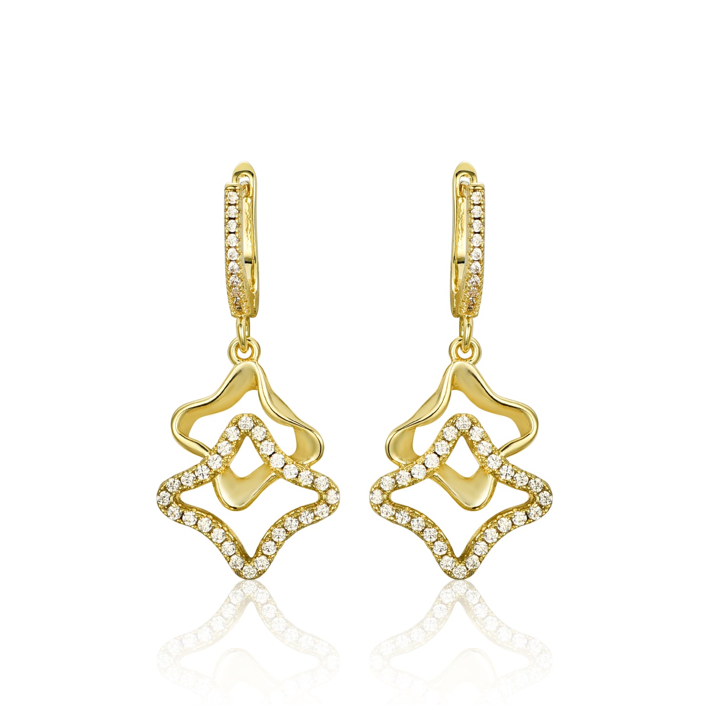Sterling Silver Double Shaped With CZ Earrings