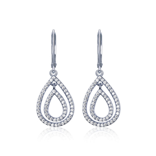 Surgical Steel CZ Double Oval Leverback Earrings