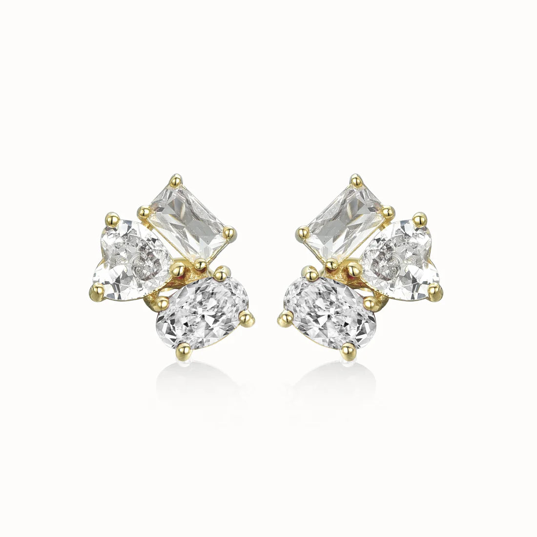 Surgical Steel Three Stone Stud Earring