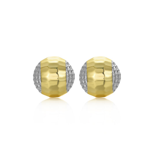 Sterling Silver Gold Plated Diamond Cut Circle Stud Earring