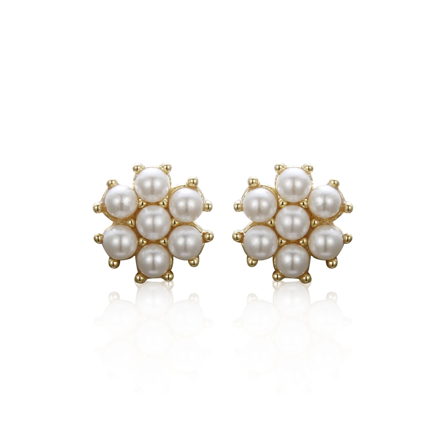 Surgical Steel Gold Plated Pearl Cluster Stud Earring