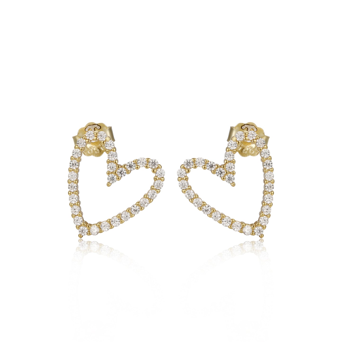 Sterling Silver Tilted Heart Stud Earring